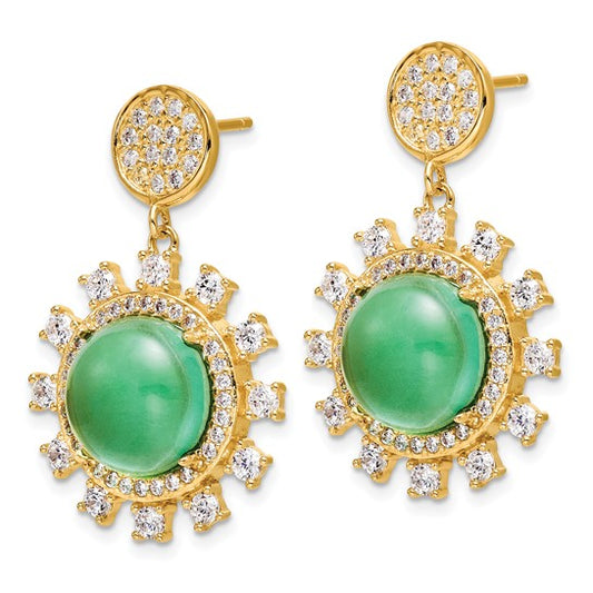 Simulated Green Spinel Sun Burst Earring