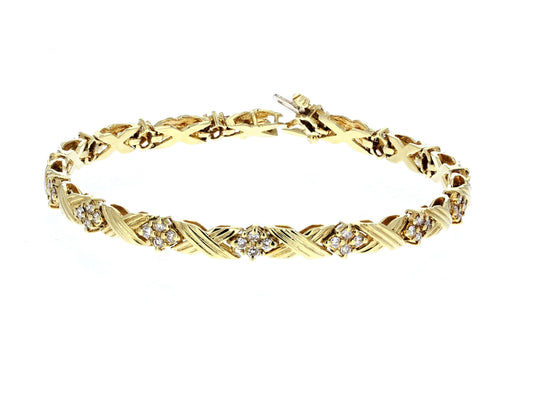 14kt Yellow Gold X O Diamond Bracelet