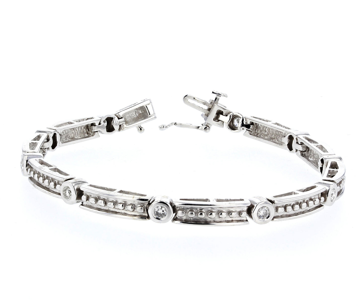 14kt White Gold Diamond Bezel Bracelet