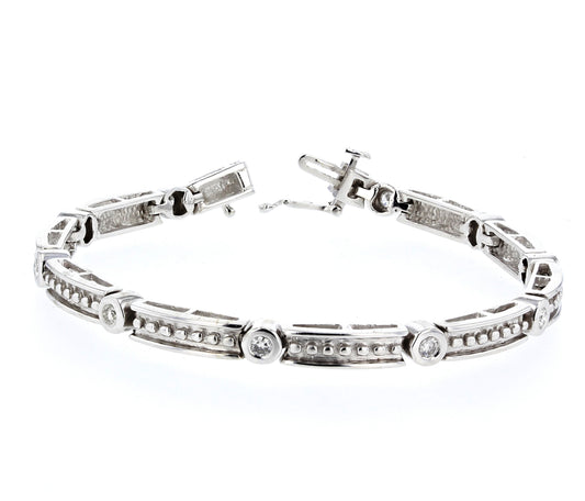 14kt White Gold Diamond Bezel Bracelet