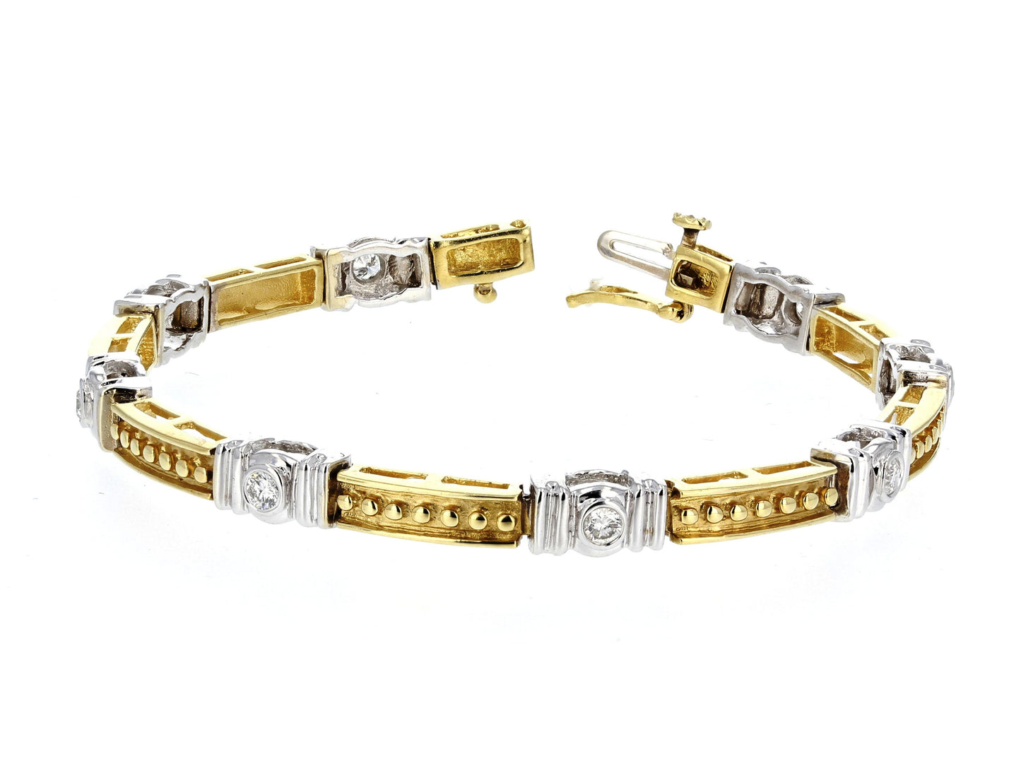 14kt White & Yellow Gold Diamond Bezel Bracelet