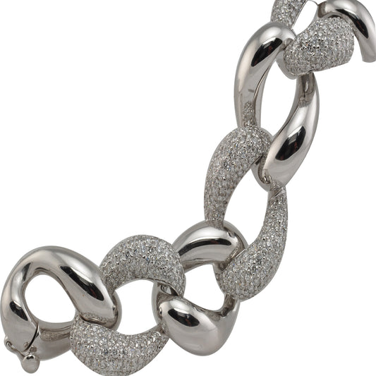 14kt White Gold Pave set Diamond Link Bracelet