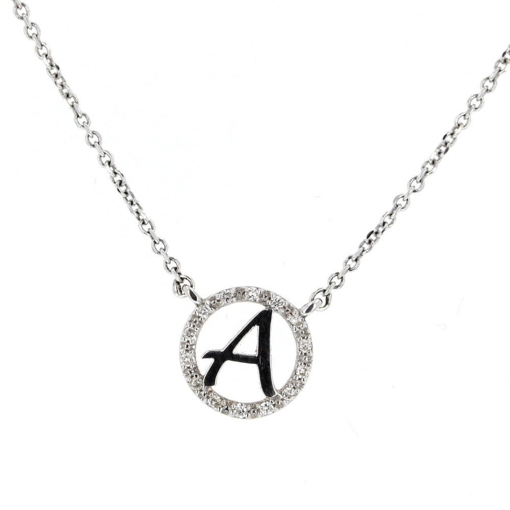 White Gold Diamond Initial " A" Pendant