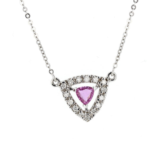 White Gold Diamond & Pink Sapphire Pendant / Necklace