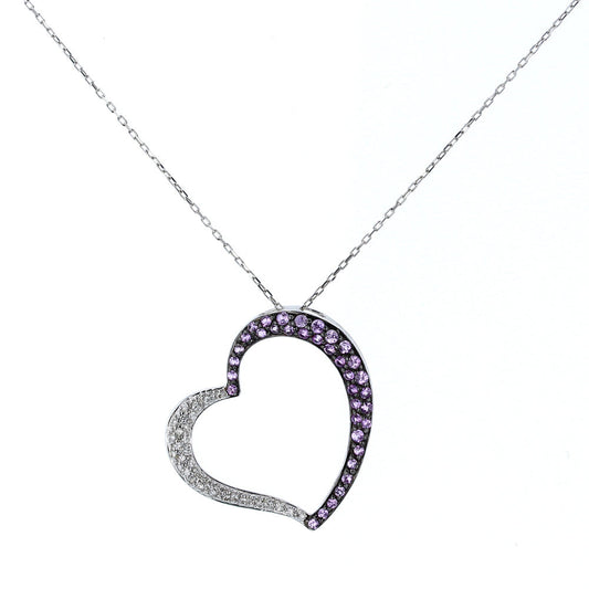 Pink Sapphire & Diamond Heart Pendant