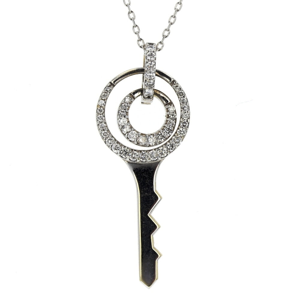 White Gold Diamond Key Pendant