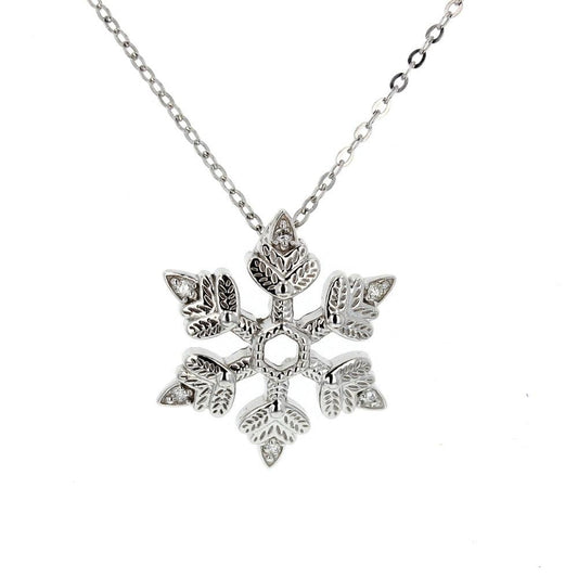 White Gold Diamond Snow Flake Pendant