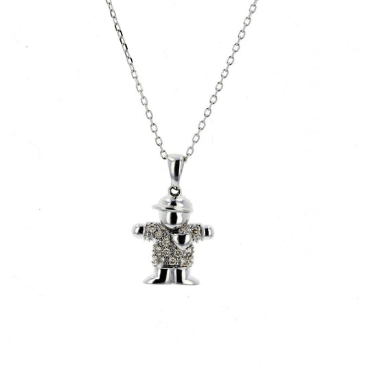 White Gold Diamond Boy Charm Pendant