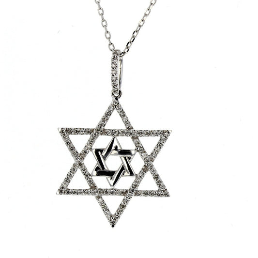 White Gold Diamond Star Of David Pendant