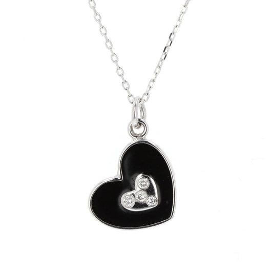 Enamel Diamond Heart Pendant