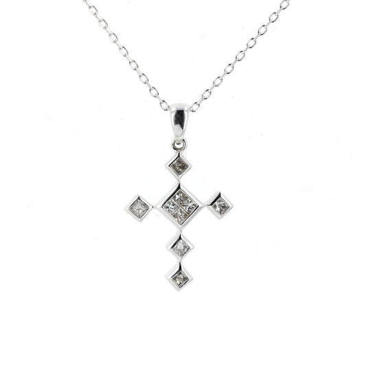 White Gold Cross Diamond Pendant