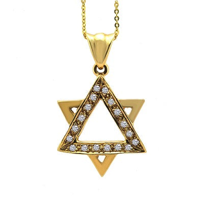 Yellow Gold Diamond Star Of David Pendant