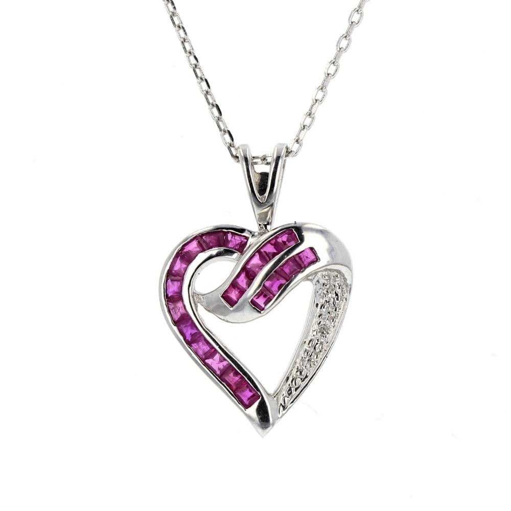 Ruby & Diamond Heart Pendant