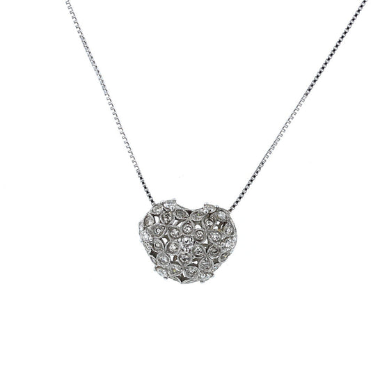 Floral Puffed Diamond Heart Pendant