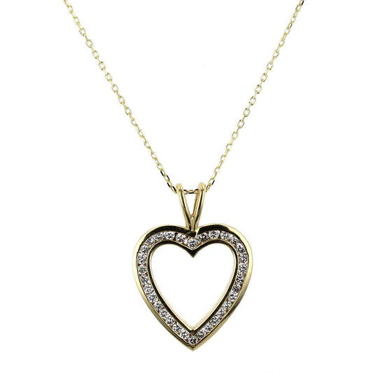 Yellow Gold Diamond Open Heart Pendant