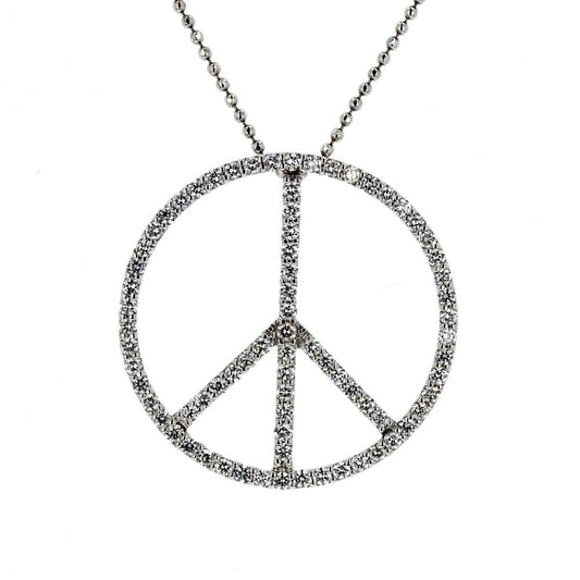 White Gold Diamond Peace Pendant