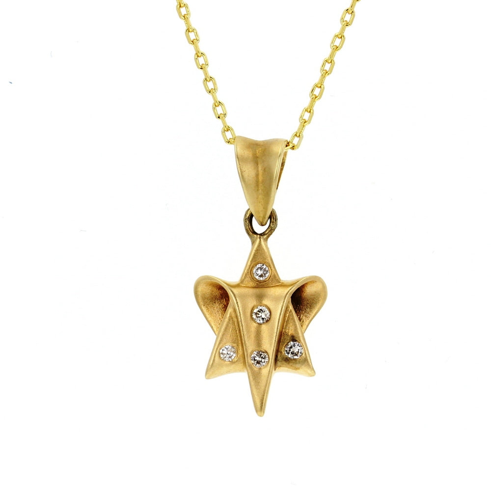 Yellow Gold Diamond Star Of David Pendant