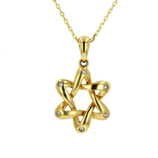 Yellow Gold Diamond Star Of David Pendant