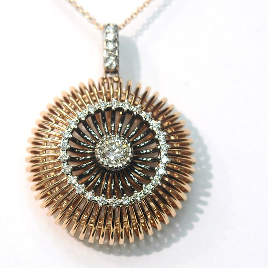 White & Rose Gold Circle Diamond Pendant