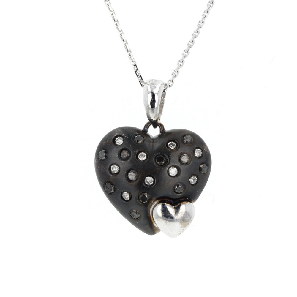 Diamond Black Rhodium Heart Pendant