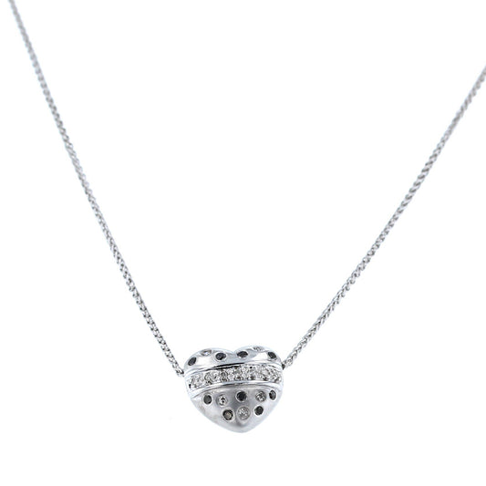 Puffed W&B Diamond Heart Pendant