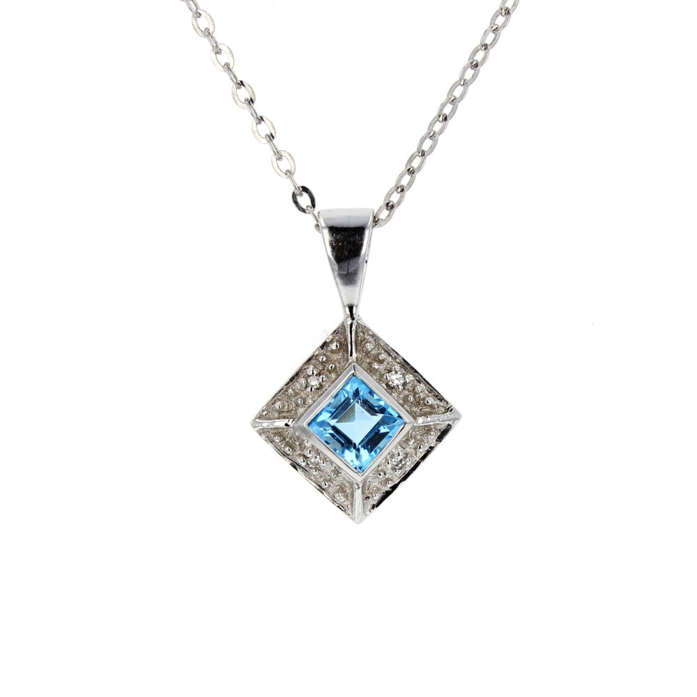 Diamond & Blue Topaz Pendant