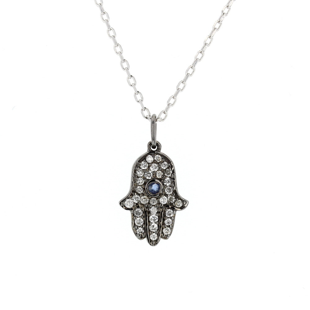 Diamond & Sapphire Hand Of God Pendant