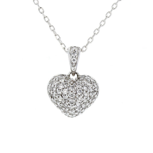 Puffed Diamond Heart Pendant