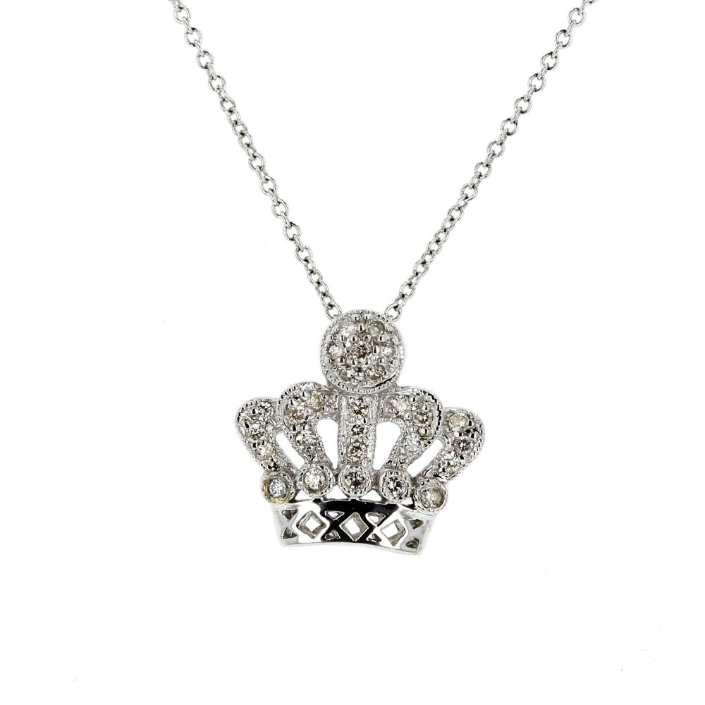 White Gold Diamond Crown Pendant