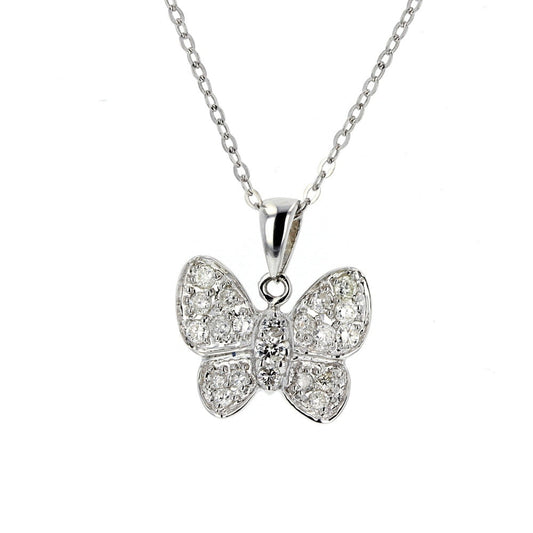 White Gold Diamond Butterfly Pendant