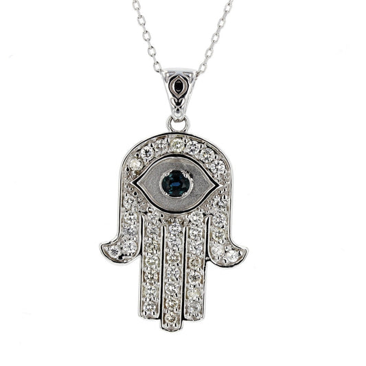 Diamond & Sapphire Hand Of God Pendant