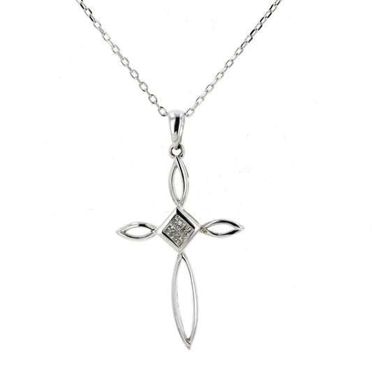 White Gold Cross Diamond Pendant