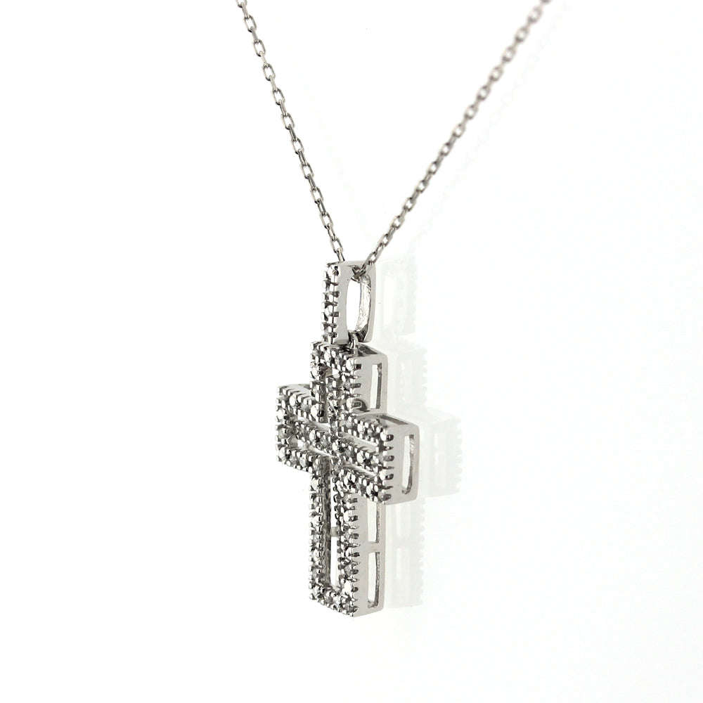 White Gold Diamond Cross Pendant