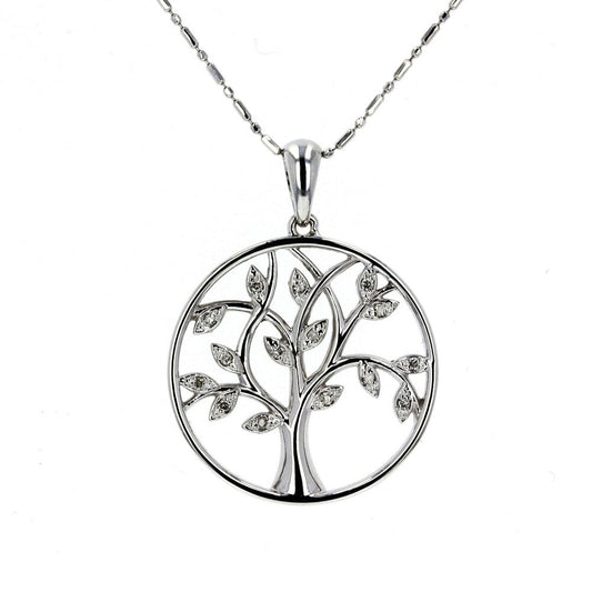 White Gold Diamond Money Tree Pendant