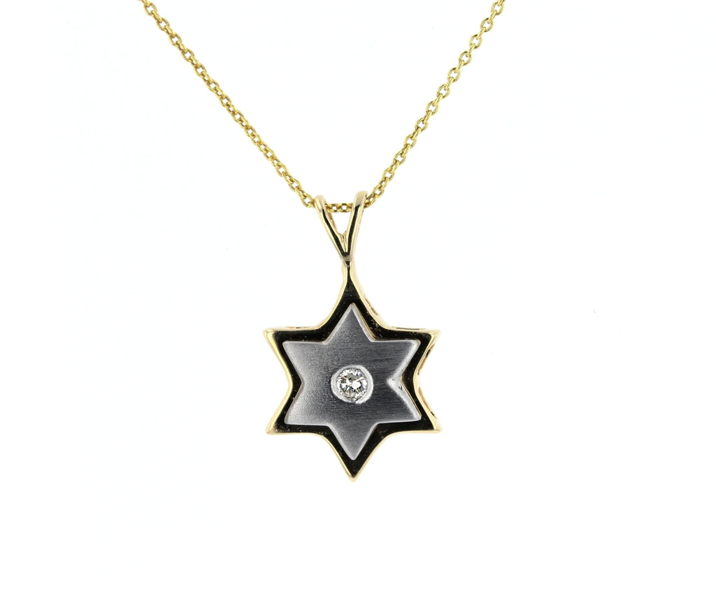 Yellow & White Gold Diamond Star Of David Pendant