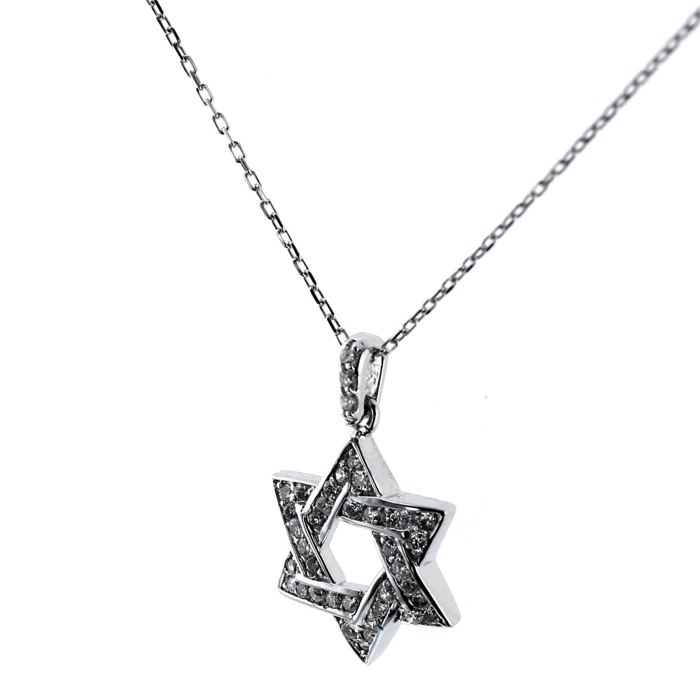 White Gold Diamond Star Of David Pendant