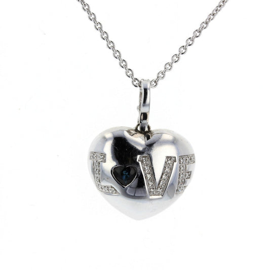 Diamond & Sapphire Heart Pendant