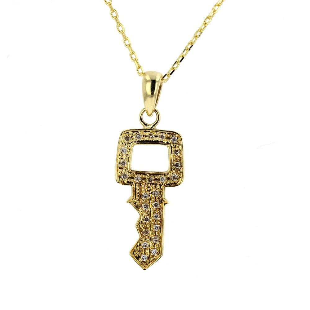 Yellow Gold Diamond Key Pendant