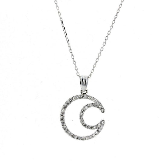 White Gold Diamond Moon Pendant