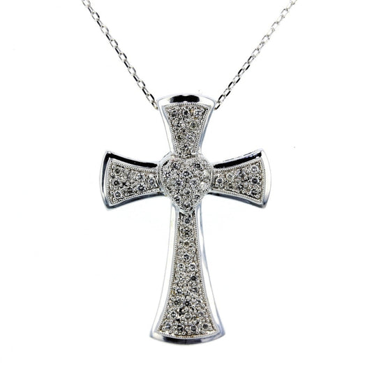 White Gold Cross Diamond Pendant