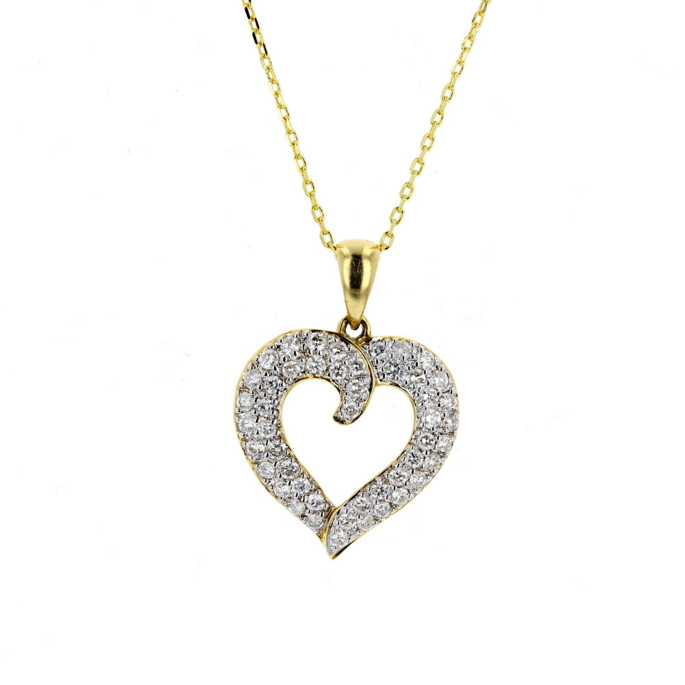 Yellow Gold Diamond Heart Pendant