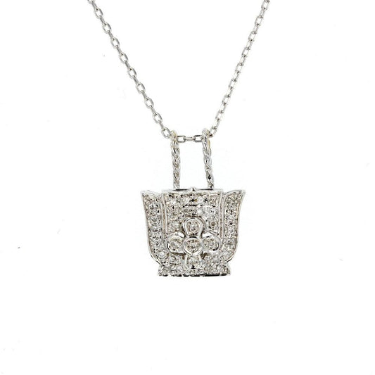 White Gold Diamond  Handbag Pendant