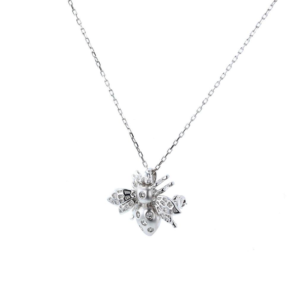 White Gold Diamond Bee Pendant / Brooch