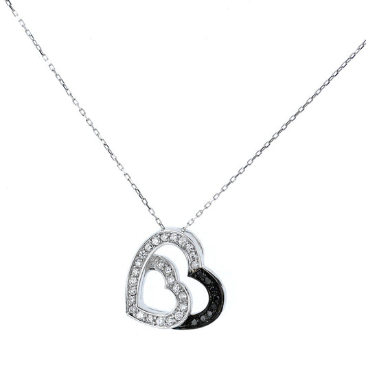 Black & White Diamond Heart Pendant