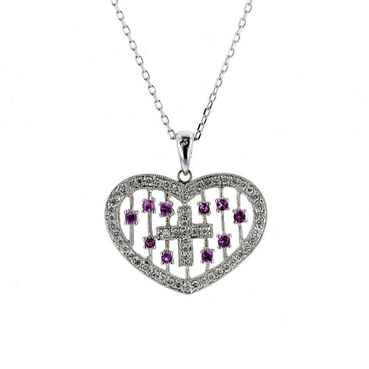 Diamond & Pink Sapphire Heart Pendant