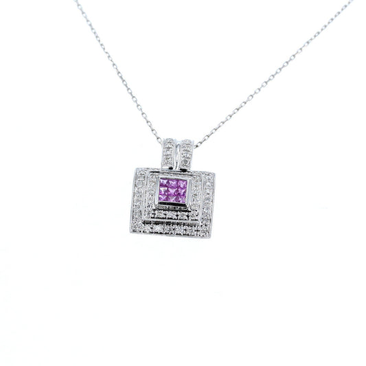 Pink Sapphire & Diamond Pendant