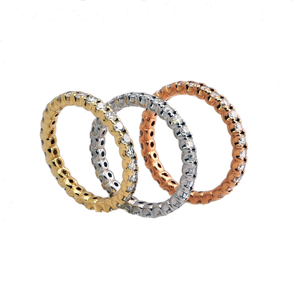 Tri Color Stackable  Diamond Bands