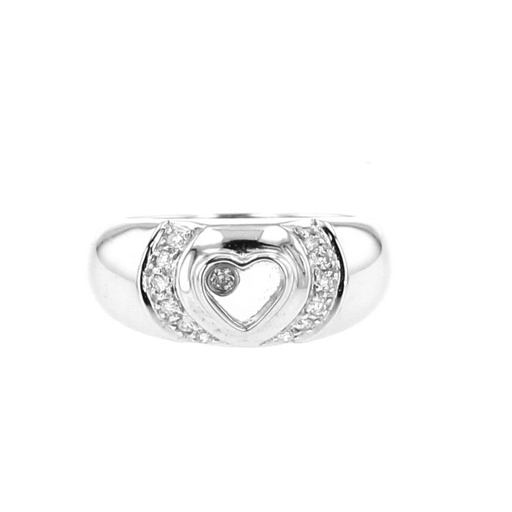 White Gold Floating Diamond Heart Ring