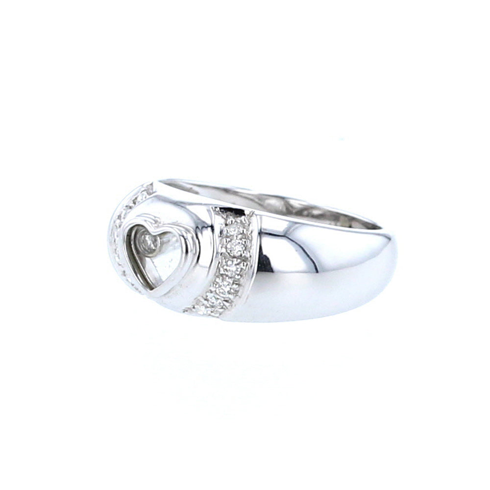 White Gold Floating Diamond Heart Ring