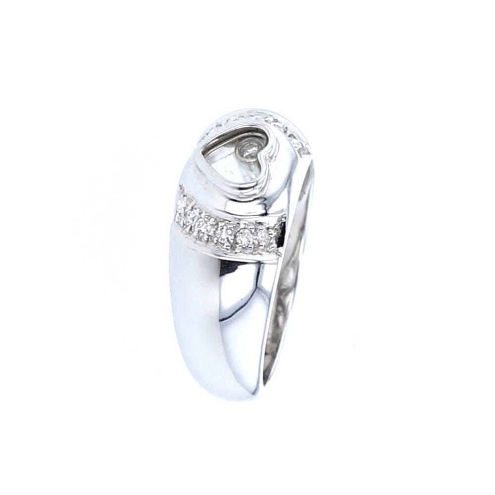 White Gold Floating Diamond Heart Ring